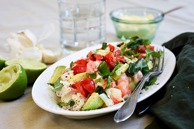 Seafood salad with avocado