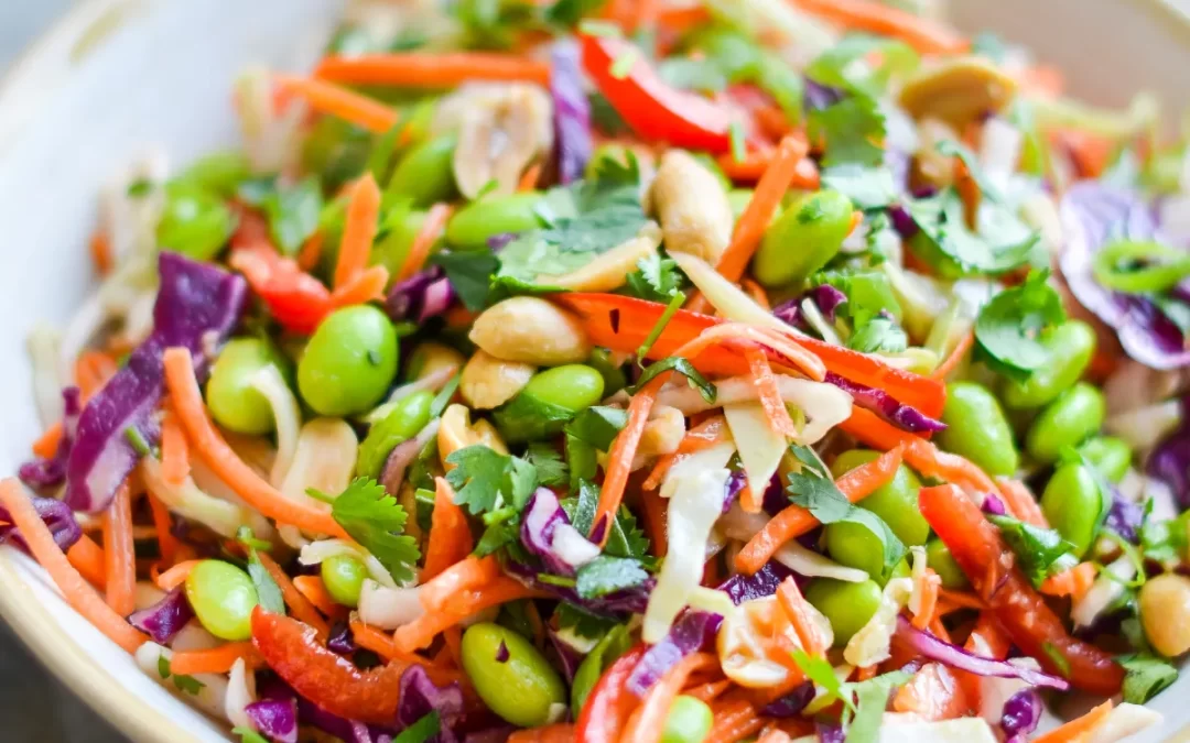 Asian noodle salad with peanut dressing